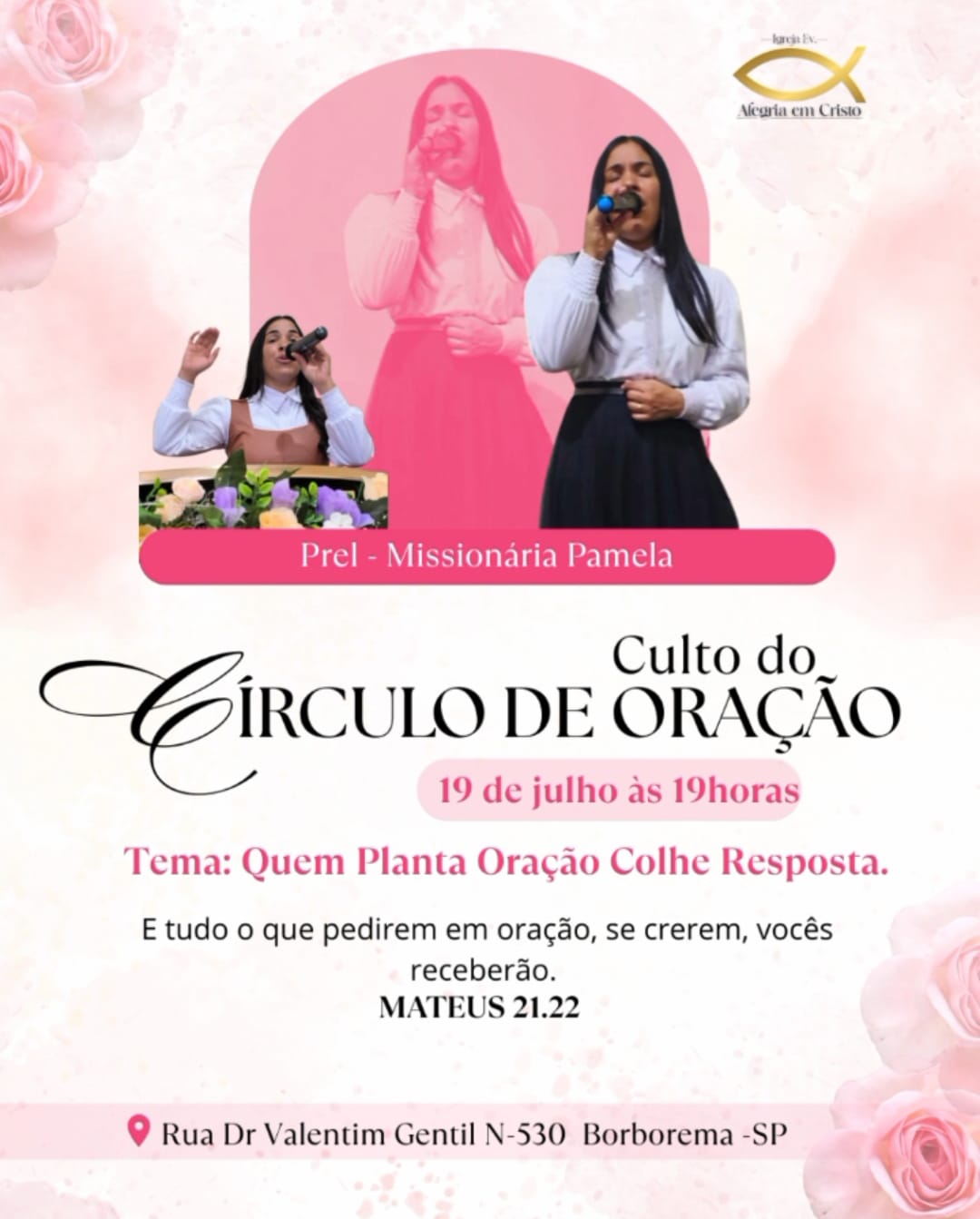CULTO DO CÍRCULO DE ORAÇÃO - IGREJA EVANGÉLICA ALEGRIA EM CRISTO
